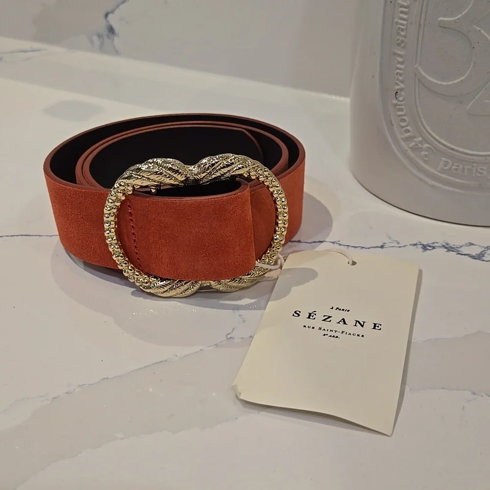Sezane Artemis Belt, Peach, Size 80, NWT, From Paris, Comes With Floral Clutch - Picture 11 of 17